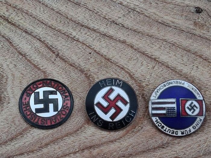 Trio of 1930's Party Pin Badges