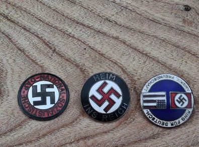Trio of 1930's Party Pin Badges