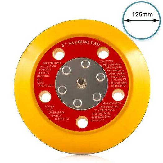 Glass Polish 12705 - 125mm ( 5") Dual Action Backing Sanding Pad 5/16"-24 - 5 holes - high profile