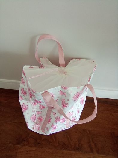 Large pink floral laundry bag