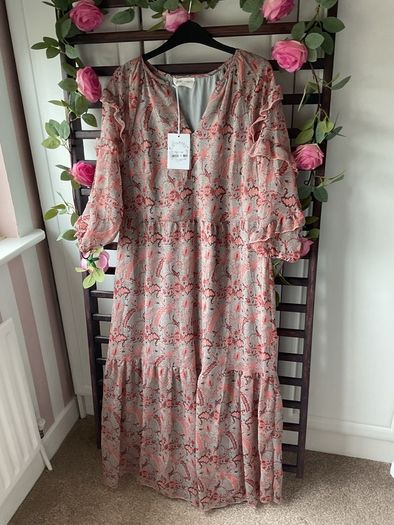 dress Bnwt indie + moi grey pattern long boho style dress T1