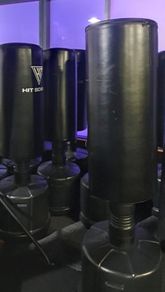 HIT BOX free-standing punching bags (often called freestanding heavy bags), the type commonly used in HIIT studios, boxing fitness classes, and commercial gyms.