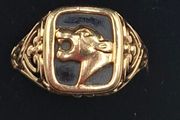 Vintage 9ct yellow gold panther head ring size  R