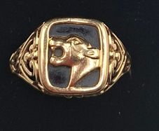 Vintage 9ct yellow gold panther head ring size  R