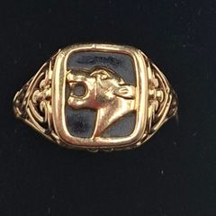 Vintage 9ct yellow gold panther head ring size  R