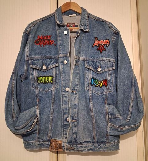 Vintage denim jacket with vintage metallica patch on back