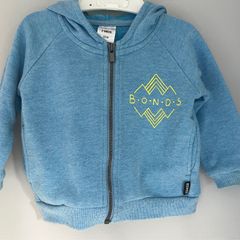 Bonds Baby blue zip up hoody top Sz 3-6mths EUC