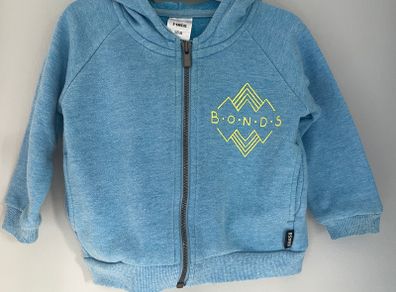 Bonds Baby blue zip up hoody top Sz 3-6mths EUC