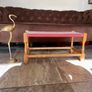 Rare Vintage Long Sugan Style Ottoman Stool Bench Woven with Red Green Cotton Rope Image 3