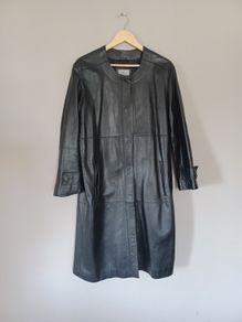 m&S  genuine  leather trench coat size 16