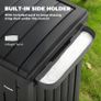 110 L Outdoor Bin with Dual Lid, Waterproof Plastic Trash Bin with Ashtray and Drip Tray, Garden Waste Trash Bin, Black Image 6