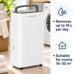 16L Day Dehumidifier with Activated Carbon Filter and Continuous Drainage