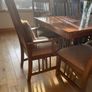Beautiful long dark Oak Dining table and 8 chairs Image 6