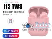 08445 i12 TWS Pink Universal Bluetooth Earbuds With Charging Dock