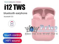 main image for ad 08445 i12 TWS Pink Universal Bluetooth Earbuds With Charging Dock