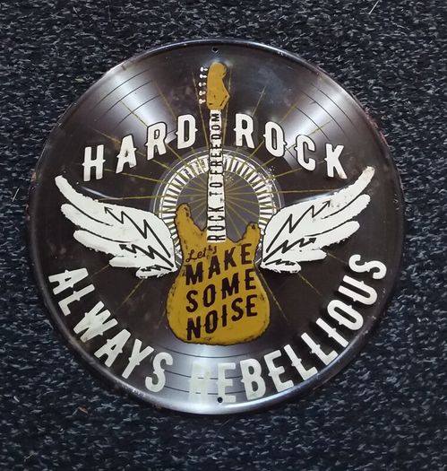 Hard Rock - Always Rebellious - Record Metal Embossed Sign