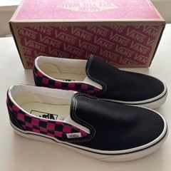 Black raspberry check vans classic slip-ons