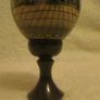 Vintage Russian Black Lacquered "cathedral Of Christ The Saviour" Handpainted Signed Wooden Collectors Egg On Original Stand Image 4