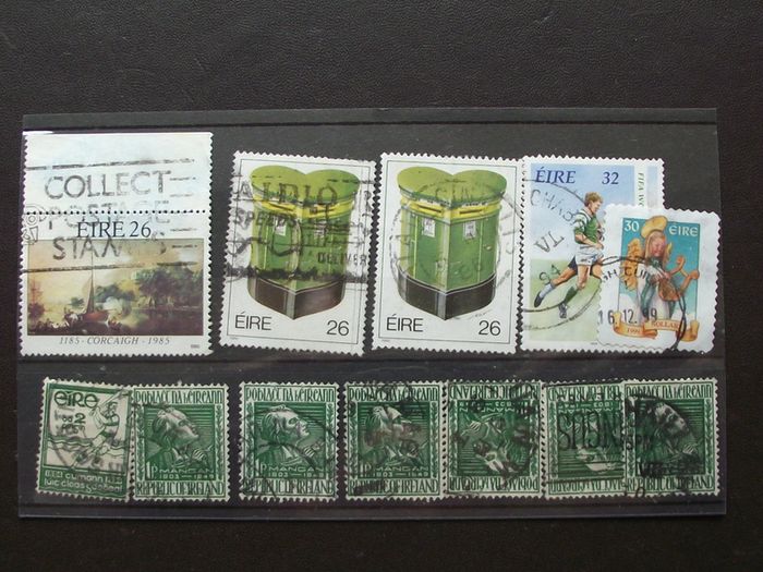 A small collection of postal cancellations on Irish stamps