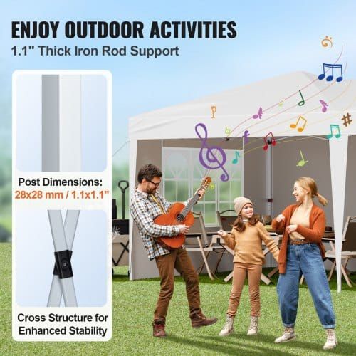 Pop Up Canopy, 5.9 x 2.96 m Instant Canopy Portable Gazebo with 3 Sidewalls & 2 Ventilated Windows, Height Adjustable Pop-Up Outdoor Shelter Tent for Events, Patio, Backyard, Party, Parking