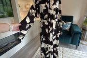 Brand-new Black and Cream Long-sleeved Shirt Dress with belt from New Look