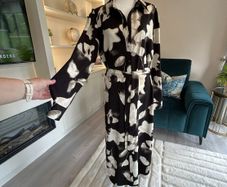 Brand-new Black and Cream Long-sleeved Shirt Dress with belt from New Look