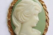 Vintage Green Cameo Pendant