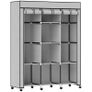 Fabric wardrobe, storage solution, 8 shelves, 2 clothes rails, gray Image 2