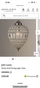 John Lewis Ceiling Lights x5 in excellent condition