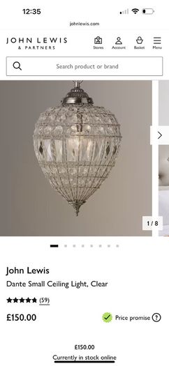 John Lewis Ceiling Lights x5 in excellent condition