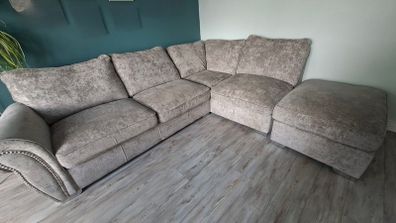 Stunning L-Shaped Corner Sofa with Matching Footstool - Excellent Condition