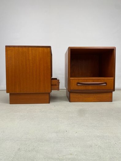 Vintage G Plan Mid Century Teak Bedside Tables / Cabinets