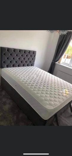 Crushed & plush velvet Divan Bed and mattress