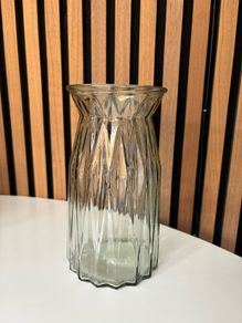 Clear Fluted Glass Vase - Tall Decorative Style