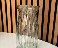 Clear Fluted Glass Vase - Tall Decorative Style