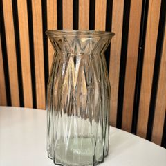 Clear Fluted Glass Vase - Tall Decorative Style