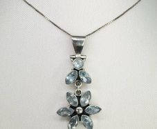 Silver Aquamarine & Sterling Silver Pendant Necklace