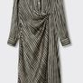 Mango striped shirt dress midi black/cream silky satin S 8 10 Image 2