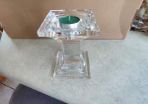 Tipperary Clear crystal Pillar Candle Stand , Signed , Square Candle Stand, Mint Condition. Take 3 different candle size.