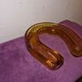 Vintage amber glass horseshoe posy vase Image 4
