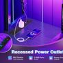 L Shaped Gaming Desk with LED Lights Power Outlet 110 x 80 cm Reversible Computer Shelves Corner Desks Storage Bag Hook for Home Office Black Image 5