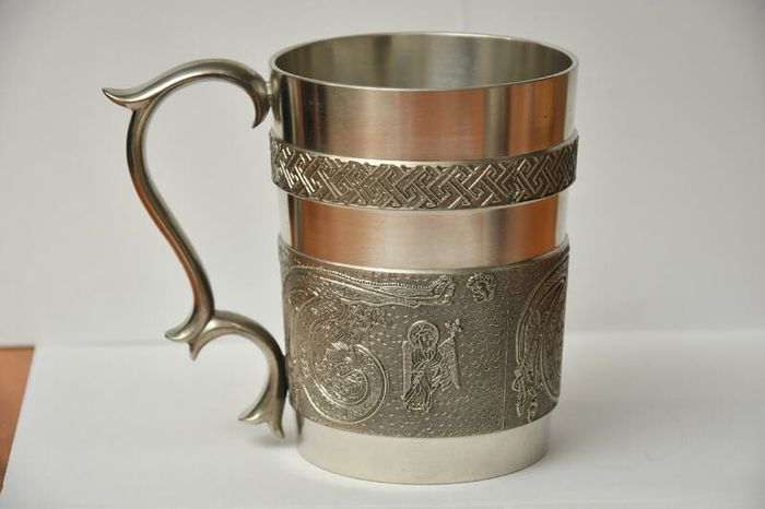 Vintage Pair of Mullingar Pewter Celtic Kells Tankards 10oz Toyota Golf Cup 1987 (Set of 2)