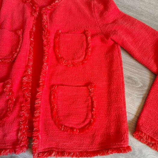 Red Tweed Fringe Blazer size 10 BY VERY