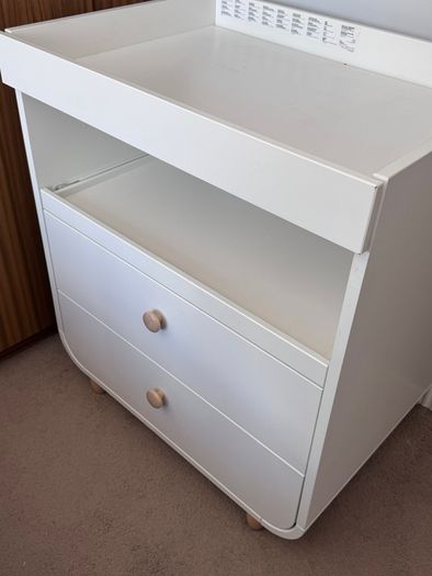 Changing table with drawers, white