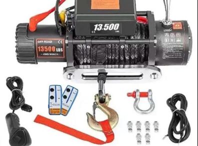 13500 LBS Electric Winch 12V 6120KG 13500LBS For 4X4 92FT Synthetic Trailer Ropes Towing Strap