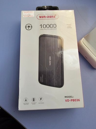 Power Bank Latest Ven dens VD-PB036 10000mAh 2A Fast charging high quality portable lightweight design In Black Colour.