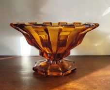 Art deco amber glass centrepiece bowl