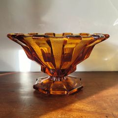 Art deco amber glass centrepiece bowl