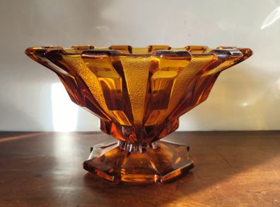 Art deco amber glass centrepiece bowl