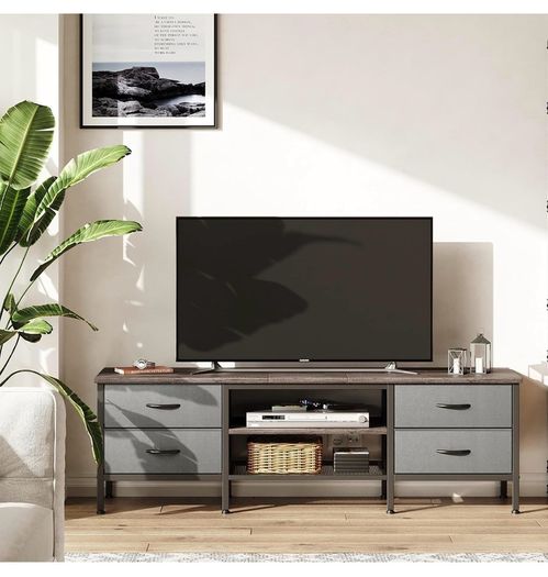 TV Stand with Storage, TV Console Table - 63 Inch, Grey